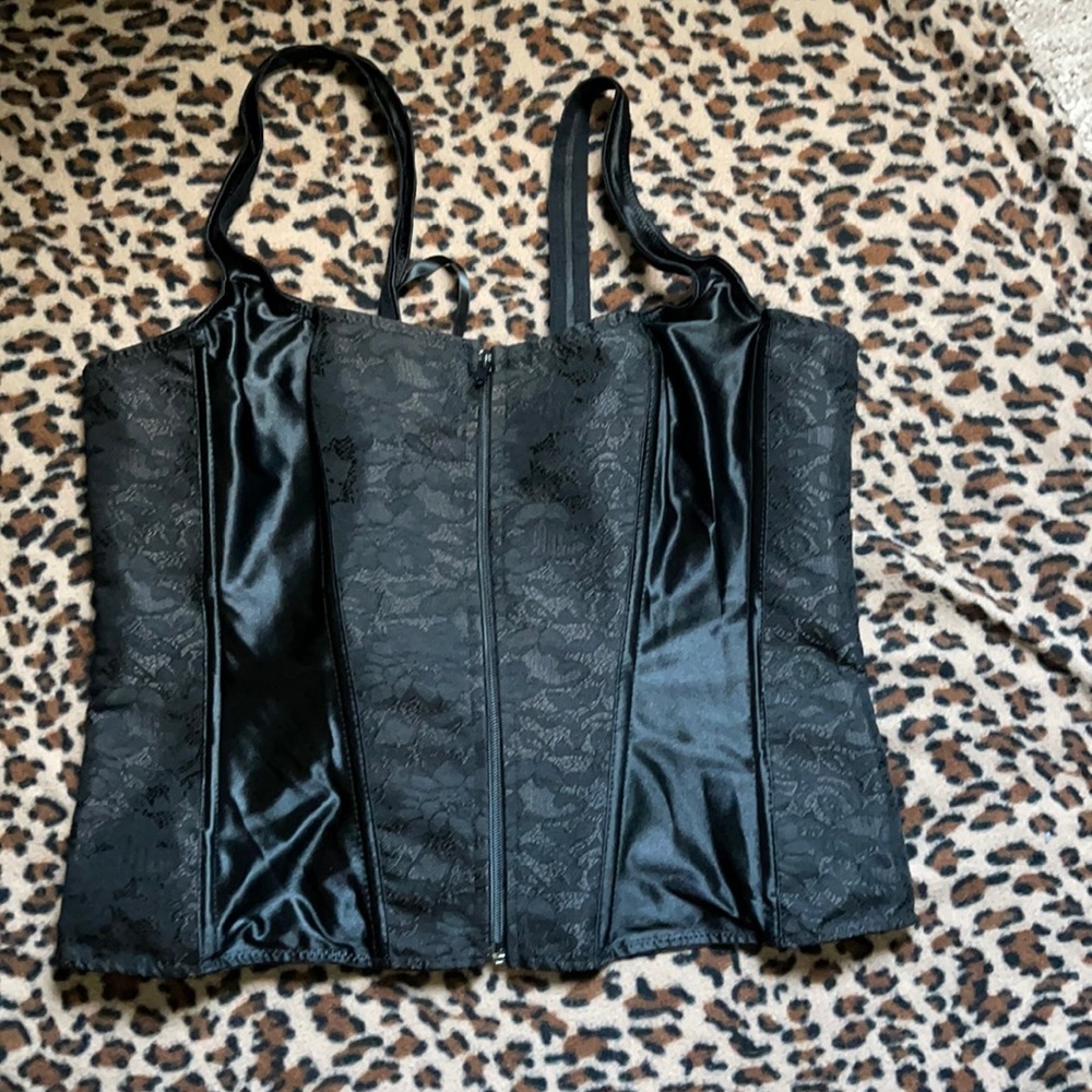 Corset lace up zip front pinup boudoir